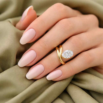 1.5 CT Oval Cut Diamond Ring | Wave Band Engagement Ring | Unique Oval Solitaire Ring | Elegant Bridal Ring | Perfect Gift for Her