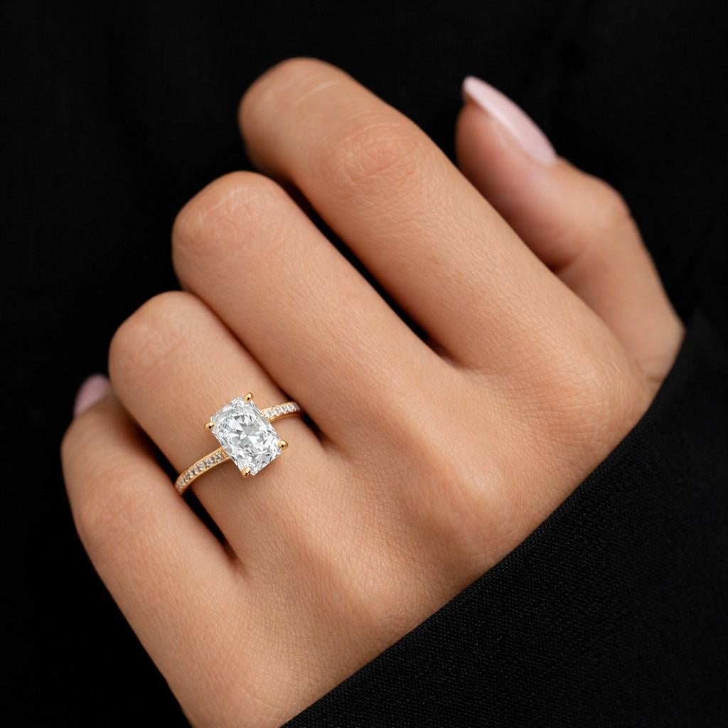 radiant cut moissanite engagement ring, 925 sterling silver ring, promise ring for women, bridal wedding ring, gift for her,
