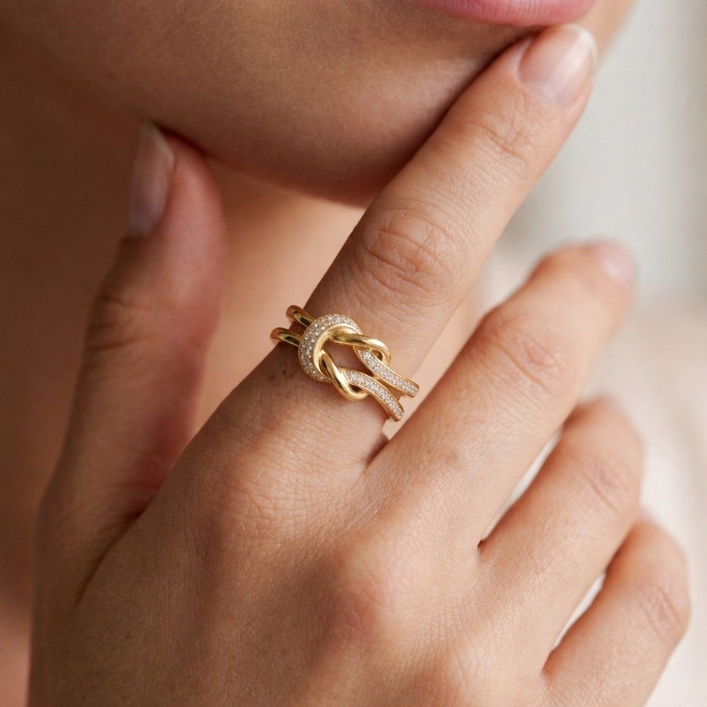 jewelry gift ring accessory ring fine ring delicate ring bold ring handcrafted ring artisan ring knot jewelry linked ring sculptural ring curved ring comfort fit ring eye catching ring layered ring