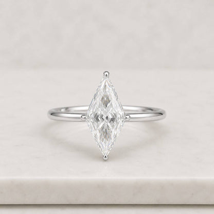 Kite Cut Moissanite Engagement Ring – 14K Gold Modern Wedding Ring – Minimalist Anniversary Ring
