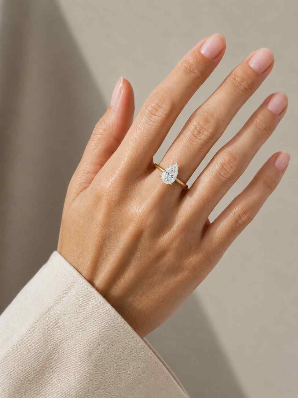 pear cut lab grown diamond engagement ring, solitaire pear diamond ring, igi certified proposal ring, wedding ring for her, anniversary gift
