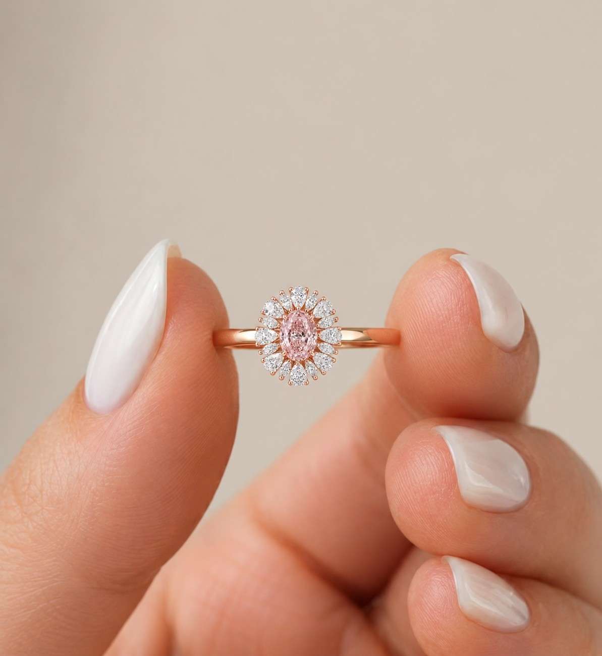 1 CT Yellow Lab Grown Diamond Ring | Oval Halo Flower Ring | Fancy Yellow Diamond Pinky Ring | Vintage Floral Gold Ring |Unique Gift for Her

