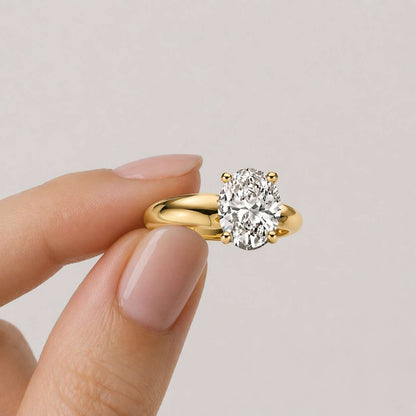 Oval Lab Grown Diamond Engagement Ring, Distance Pave Band, IGI Certified