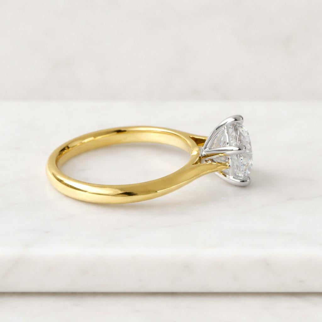 3 carat round e vvs2 lab grown diamond 6 prongs solitaire ring / white gold flush fit engagement ring / classic solitaire
