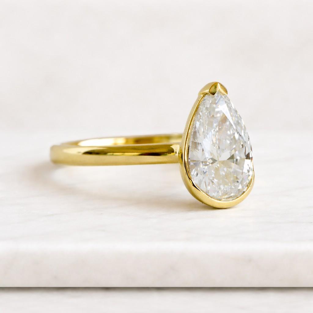 2.00ct pear cut lab grown diamond ring, solitaire engagement ring, hidden halo pear diamond ring, gold promise ring, minimalist ring, igi