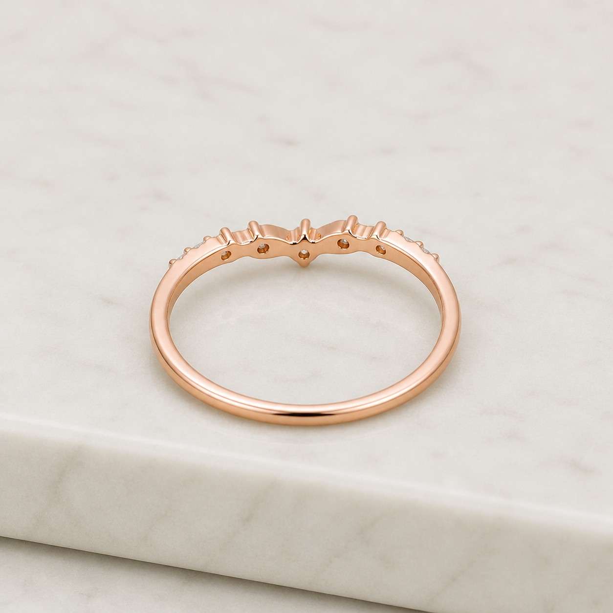 Marquise Diamond Band V Curved Wedding Ring for Engagement Ring V Stackable Ring Marquise Chevron Band Ring Tiara Enhancer Cuff Ring