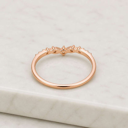 Marquise Diamond Band V Curved Wedding Ring for Engagement Ring V Stackable Ring Marquise Chevron Band Ring Tiara Enhancer Cuff Ring