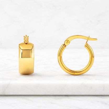 Gold Thick Hoop Earrings, Gold chunky hoop earrings, Gold lightweight oval hoop earrings, Chunky hoop girl/women
