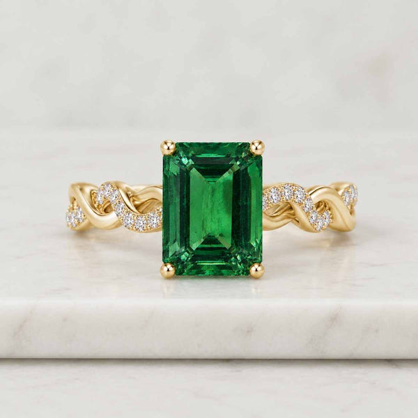 Emerald Cut lab grown Cluster Ring, IGI Certified E Color VVS2 Clarity Emerald Cut Lab Grown Diamond Engagement Ring, Perfect Gift
