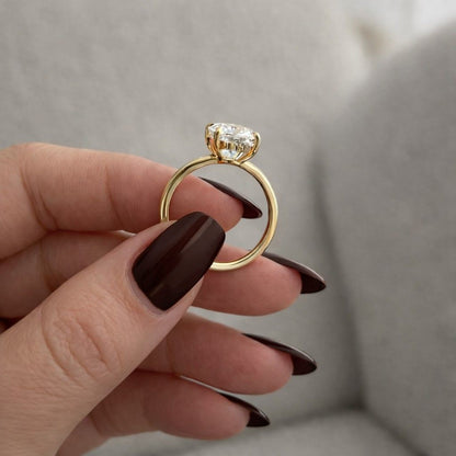 lab grown diamond engagement ring cushion cut 2ct yellow gold minimalist diamond ring women modern proposal ring ethical diamond jewelry usa trending