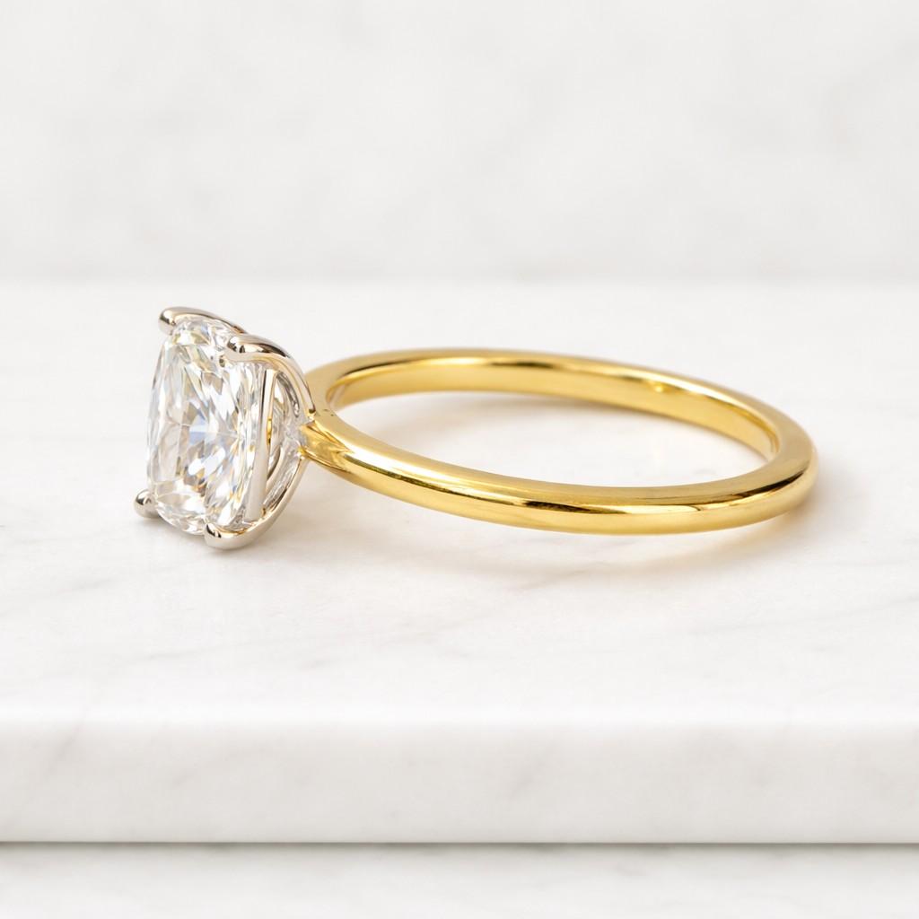 2.5ct radiant cut moissanite engagement ring, solitaire ring for women, 14k yellow gold proposal ring, elongated radiant bridal ring
