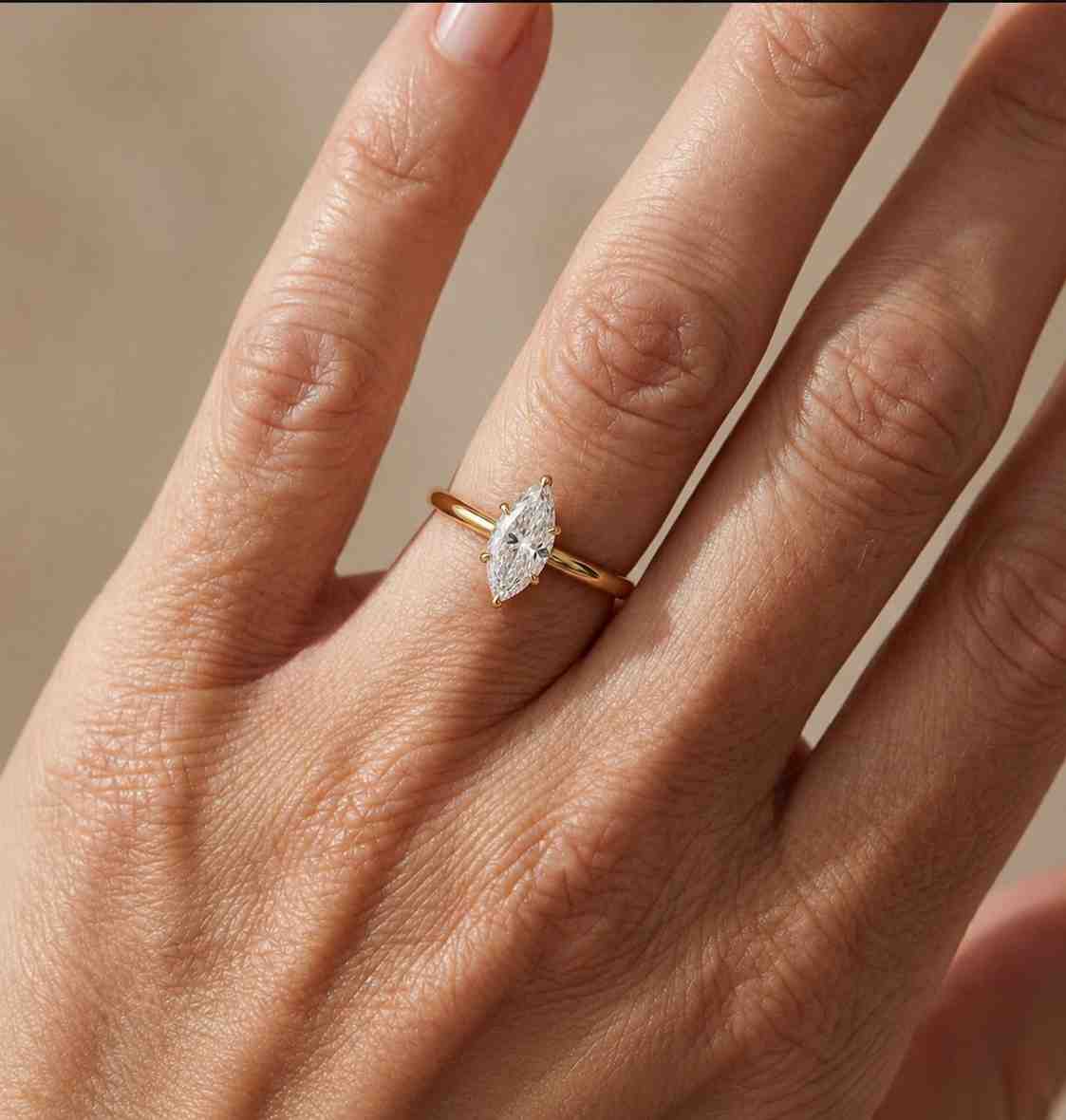 marquise lab grown diamond engagement ring 10k 14k 18k solid gold ring igi certified genuine diamond ring solitaire ring anniversary gift
