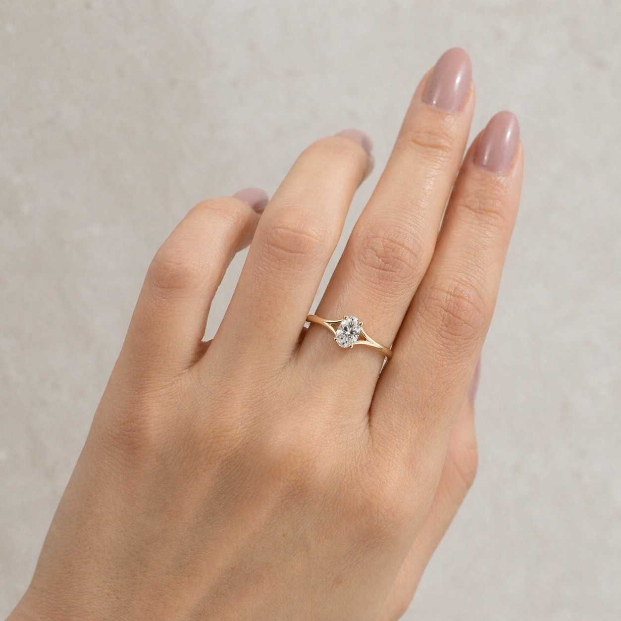 0.75 Ct Oval Cut Lab Grown Diamond Ring, Solitaire 14K Solis Gold Ring, Split Shank Ring, Minimalist Dainty Ring, Valentines Gift