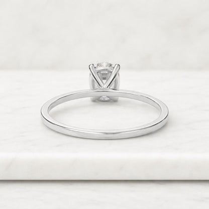 2 Carat Elongated Cushion Lab Grown Diamond Solitaire Hidden Halo Engagement Ring | 14k White Gold Band