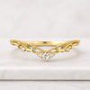 Curved V Shape Lab Grown Diamond Wedding Band in 14K Yellow Gold