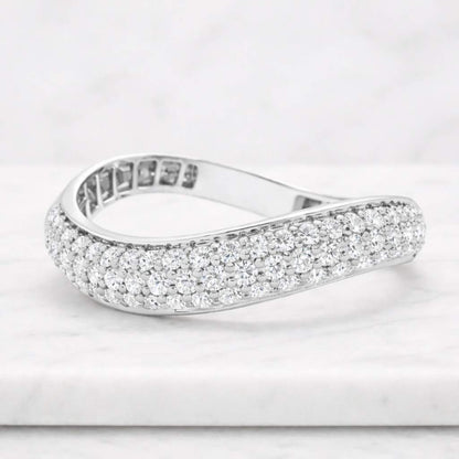 Custom Curved Wedding Band Lab Grown Diamond Chevron Ring Women's Lab Diamond Ring V Shape Ring Enhancer Stackable Ring 1st Anniversary Gift