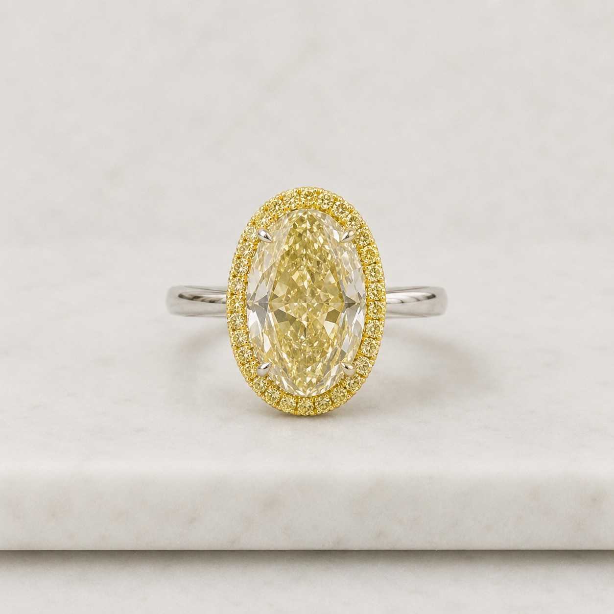 Yellow Oval Cut CZ Stone Engagement Ring, Woman's Gemstone Ring, Claw Prong Set Ring, 18K Gold Wedding Ring, Anniversary-Birthday Gift Ring
