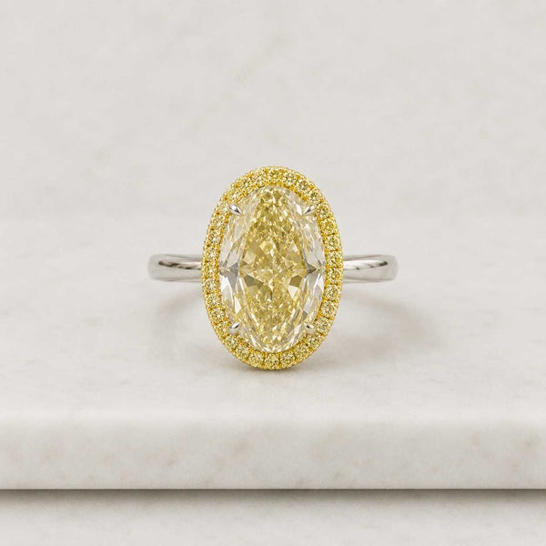Yellow Oval Cut CZ Stone Engagement Ring, Woman's Gemstone Ring, Claw Prong Set Ring, 18K Gold Wedding Ring, Anniversary-Birthday Gift Ring
