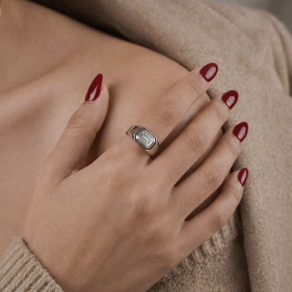 lab grown diamond ring moissanite jewelry cubic zirconia jewelry diamond jewelry gemstone jewelry clear crystal ring white crystal ring sparkling jewelry bezel diamond ring