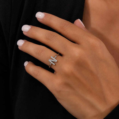 N Alphabetical Word Diamond Ring, Simulated Diamond Bezel Set Letter Name Engagement Ring, 925 Silver Birthday & Graduation Gift