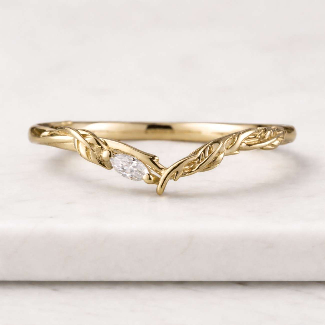marquise cut moissanite wedding band vintage curved wedding band solid gold diamond stacking matching band dainty promise anniversary ring