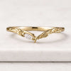 Marquise Diamond Leaf Wedding Band in 14K Yellow Gold