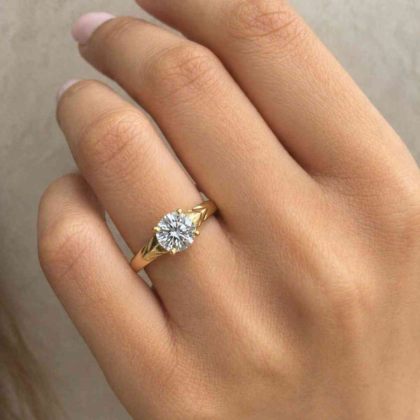 1-3 CT Round Cut Lab Diamond Solitaire Engagement Ring 14k Yellow Gold IGI Certified
