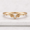 Lab Grown Diamond Leaf Curved Wedding Band in 14K Yellow Gold