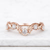 14K Gold Leaf Vine Diamond Curved Wedding Band Ring