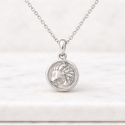 leo-zodiac-necklace-silver-lion-medallion-pendant-closeup