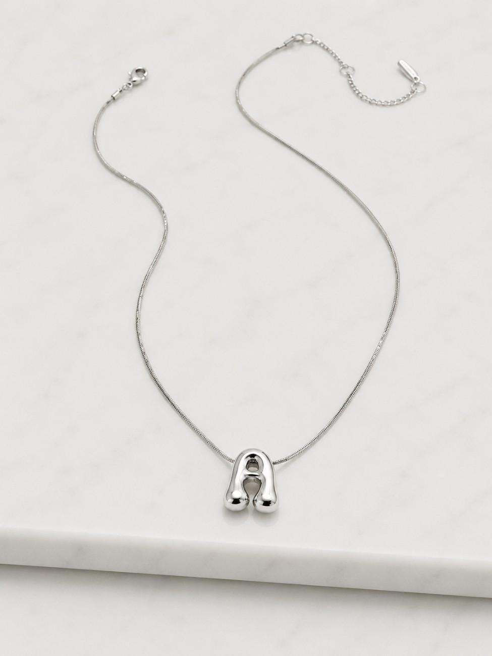 letter pendant necklace initial charm necklace M charm pendant silver letter charm alphabet jewelry