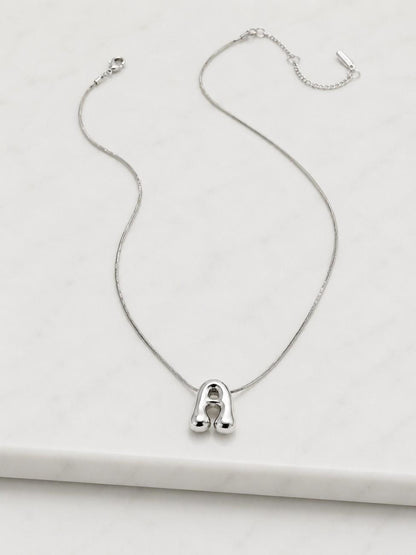 letter pendant necklace initial charm necklace M charm pendant silver letter charm alphabet jewelry