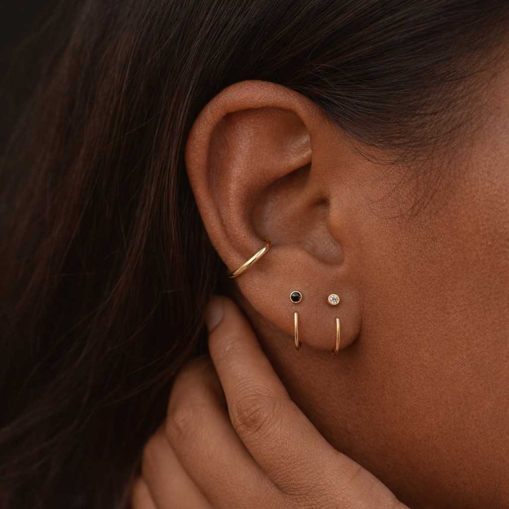 lightweight earrings gold jewelry fine jewelry handmade earrings trendy earrings chic earrings stylish earrings subtle earrings clean design earrings hoop jewelry tiny ear hoop