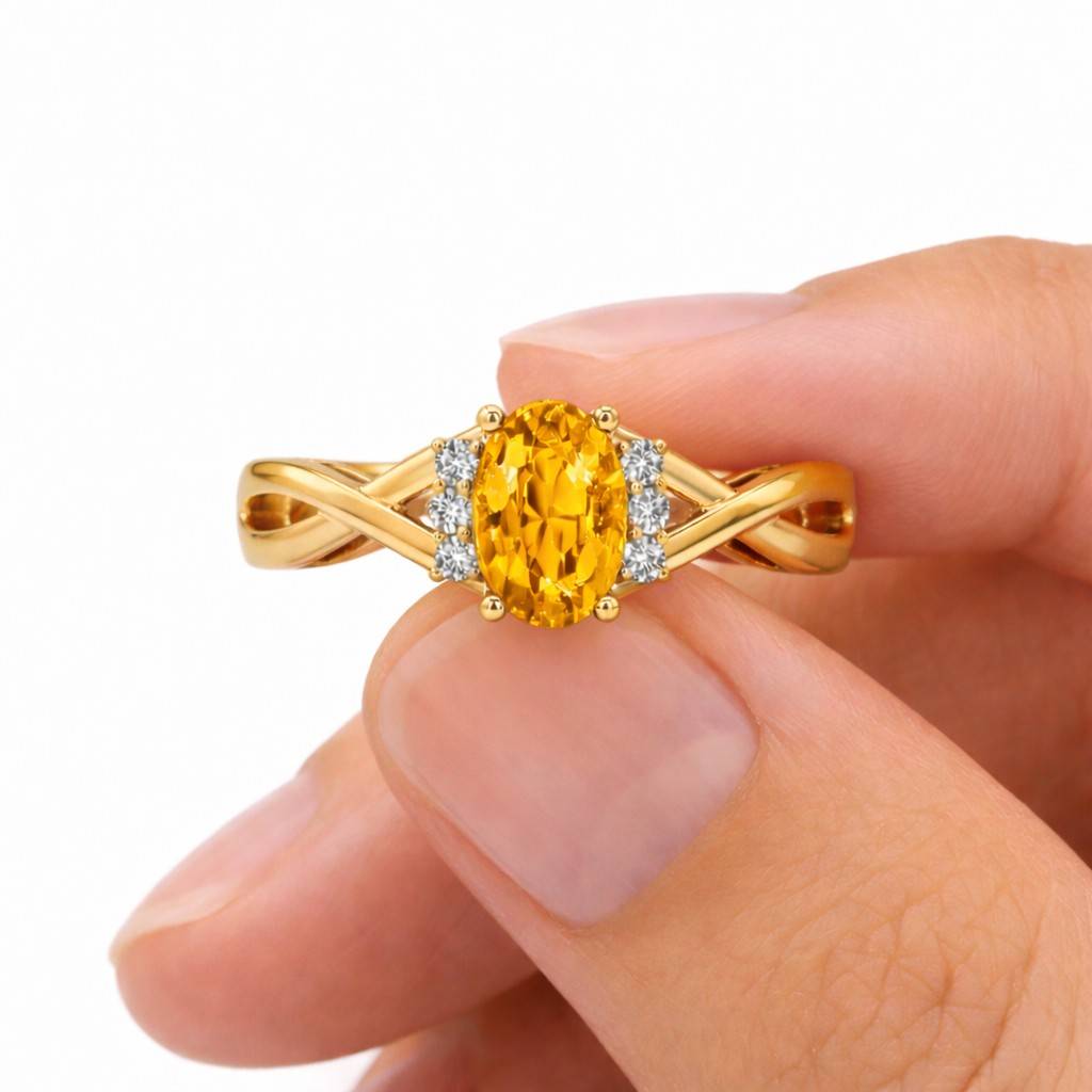 oval citrine halo ring, yellow gold plated sterling silver, vintage style engagement promise ring
