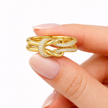luxury ring designer ring unique ring band ring double band ring interlock ring modern ring chic ring daily ring finger ring stack ring trendy ring polished ring shiny ring gold jewelry ring