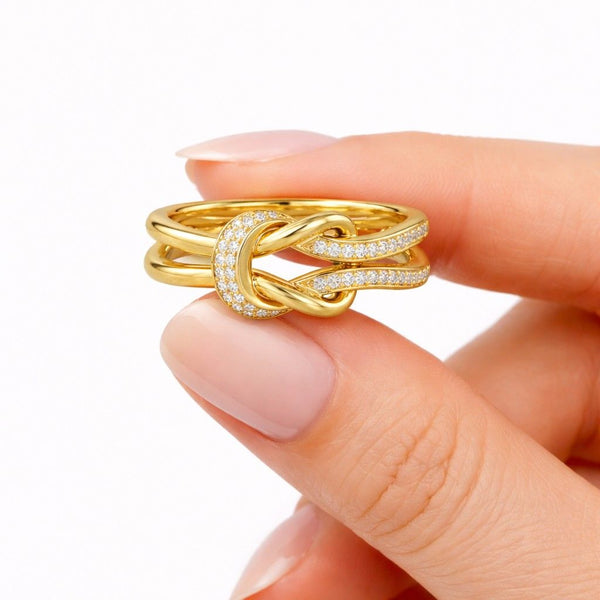 luxury ring designer ring unique ring band ring double band ring interlock ring modern ring chic ring daily ring finger ring stack ring trendy ring polished ring shiny ring gold jewelry ring