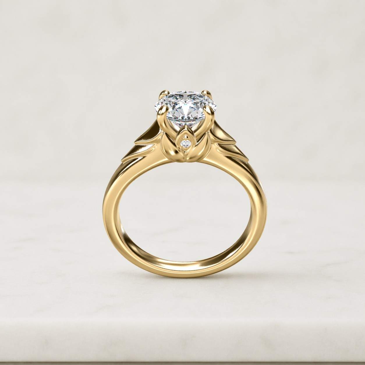 2 carat round lab diamond engagement ring • 14k yellow gold solitaire (igi certified)
