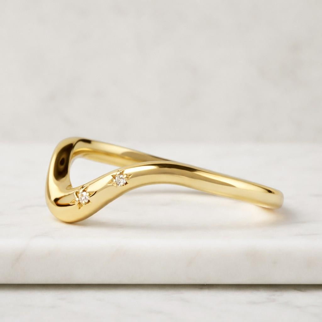 luxury ring premium ring gold stacking ring gold contour ring gold wishbone ring gold chevron ring gold wave ring gold bridal band