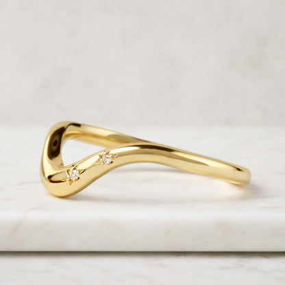 luxury ring premium ring gold stacking ring gold contour ring gold wishbone ring gold chevron ring gold wave ring gold bridal band