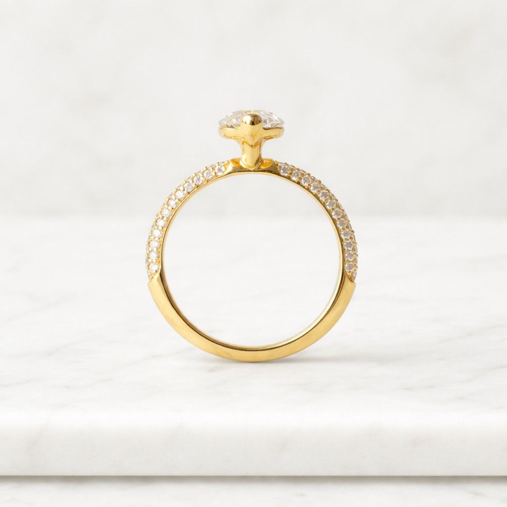 Celebrity Inspired Marquise Moissanite Engagement Ring, 14K Solid Gold Pave Set Statement Ring, Anniversary Ring Gift For Her, Promise Ring
