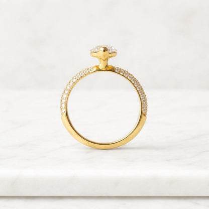 Celebrity Inspired Marquise Moissanite Engagement Ring, 14K Solid Gold Pave Set Statement Ring, Anniversary Ring Gift For Her, Promise Ring
