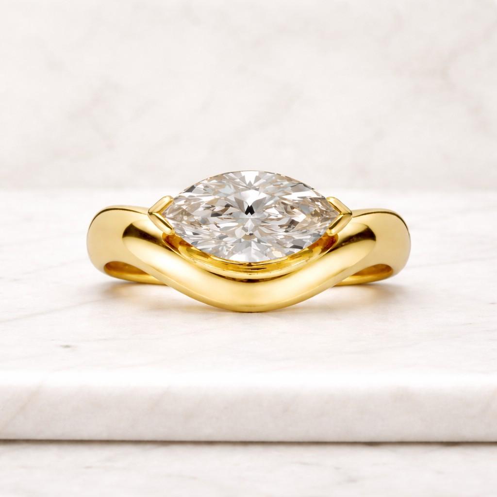 marquise cut ring marquise stone ring gold jewelry ring finger ring stacking ring nesting ring contour band curved ring sculptural ring artistic ring