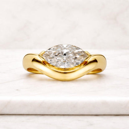marquise cut ring marquise stone ring gold jewelry ring finger ring stacking ring nesting ring contour band curved ring sculptural ring artistic ring