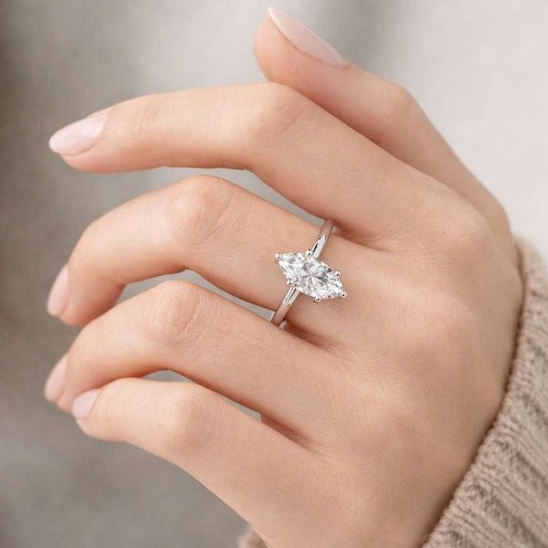 Solid Gold Marquise Moissanite Engagement Ring, Cathedral Setting
Max
