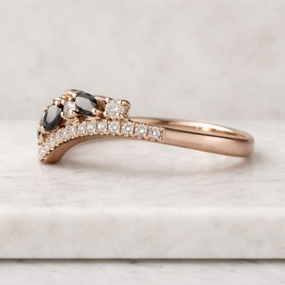 marquise cut ring round cut accents navette ring elongated stone pointed ring geometric ring V shape ring