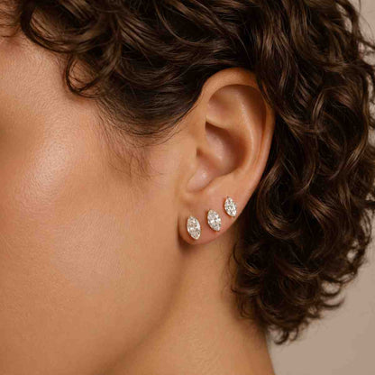 14K yellow gold marquise shape gra moissanite push back stud earrings 2ctw women's dainty D/VVS1
