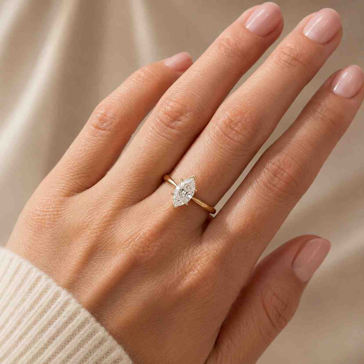 marquise diamond moissanite engagement ring, 14k/18k solid gold marquise solitaire ring, wedding ring, promise ring anniversary gift for her
