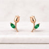 Emerald Marquise Cut Tulip Flower Stud Earrings