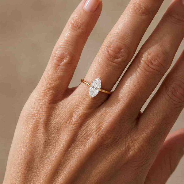 Marquise Lab Grown Diamond Solitaire Engagement Ring, IGI Certified Marquise Diamond Ring, Minimalist Proposal Ring, Wedding Gift
