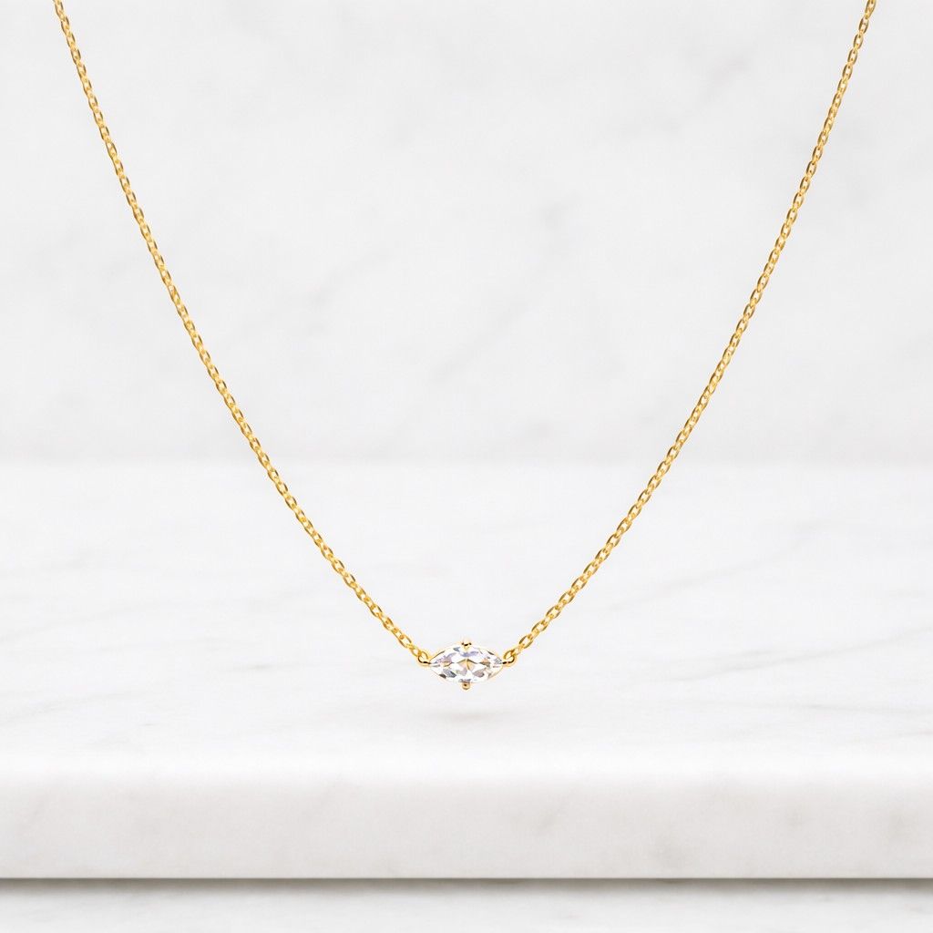 marquise pendant chic necklace stylish necklace lightweight necklace layering necklace tiny jewelry refined necklace sparkly necklace casual necklace